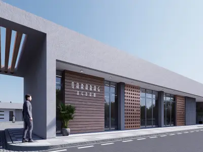 Commercial building Low-poly 3D model 7