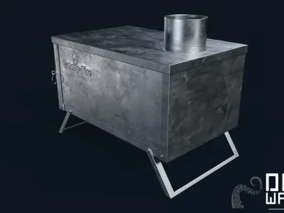 Tent Stove - PBR Game Ready Low-poly 3D model