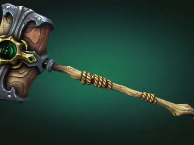 Coastal two handed hammer Low-poly 3D model