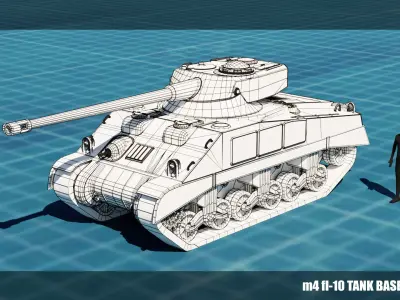 M4 FL-10 TANK BASE MESH Low-poly 3D model