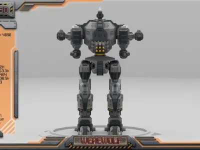 Werewolf BattleMech Low-poly 3D model