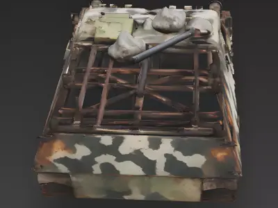 Demolished Armored Vehicle 3D Model 3D Model Low-poly 3D model