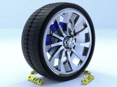 ORTAS CAR RIM 9 GAME READY RIM TIRE AND DISC 3D model