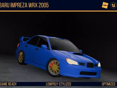 Stylized Subaru Impreza Wrx - Game Ready Low-poly 3D model