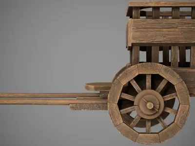Wood Cart Low-poly 3D model purchase