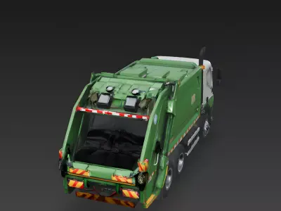 Realistic Garbage Truck 3D Model Low-poly 3D model