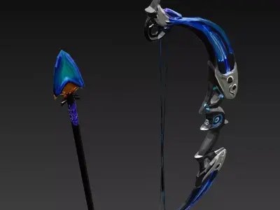 Cartoon Cyber Bow and Arrow PBR 3D Model Low-poly 3D model