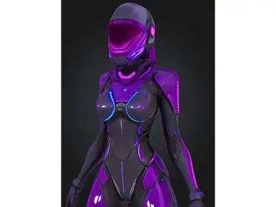 Futuristic Female Sci-Fi Soldier Low-poly 3D model