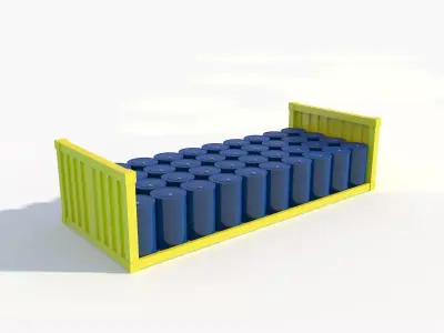 Oil Barrel Container for Cargo Barge Ships Low-poly 3D model