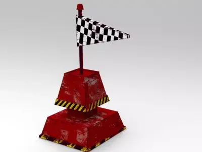 Rusty And Weathered Flag Buoy Low-poly 3D model