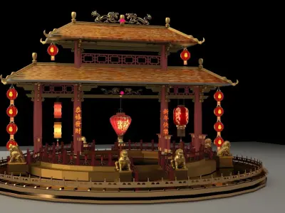 Chinese ancient gate  3D model buy