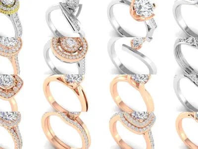 3DM 70 ENGAGEMENT RING FILES 3D Model Pack