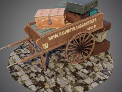 Luggage cart Low-poly 3D model