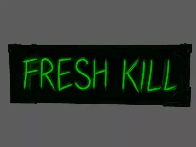 Stylized Neon Signboard - Fresh Kill Horror  Cyberpunk Sign 3D model