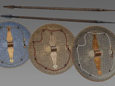 Low-Poly Game Ready Ancient Greek Battle Gear Pack Low-poly 3D model
