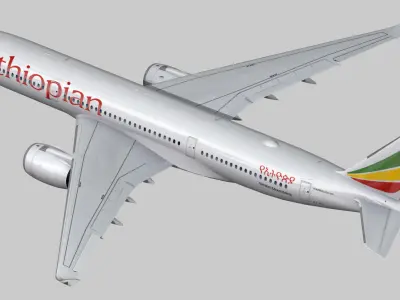 Airbus A350-900 XWB Ethiopian airlines Low-poly 3D model