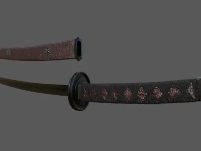 Japanese Katana Sword Low-poly 3D model