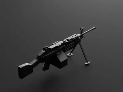 Machine Rifle Low-poly 3D model