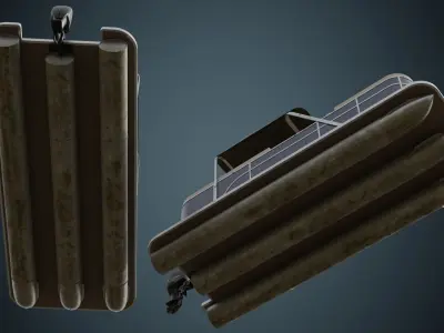 Pontoon Boat 1B Low-poly 3D model