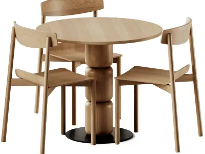 Artu Beads Table and Wox 2 Chair 3D model