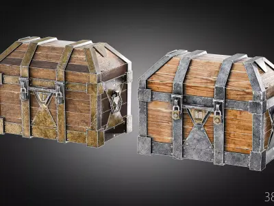 Low Poly Wooden Chests Pack Low-poly 3D model