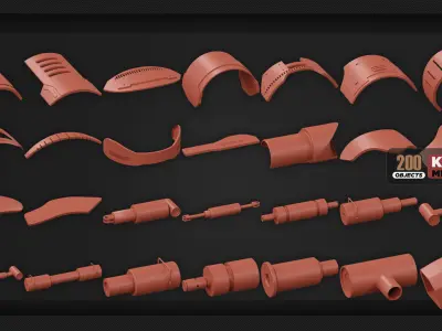 200 Objects - KITBASH - MECH PARTS - VOL 01 3D model