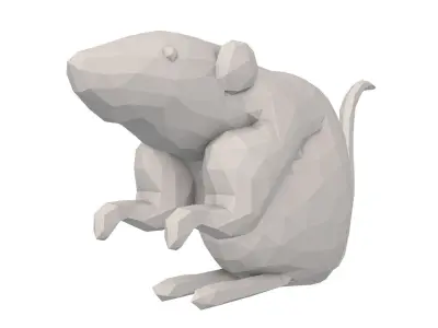 Low Poly Mouse two rat figurines Low-poly 3D model