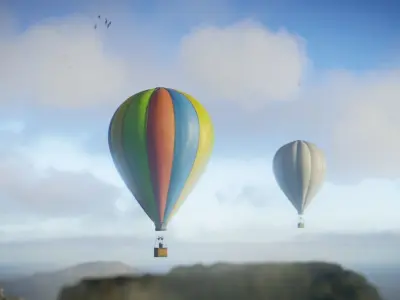 Air Balloons CGI Movie Scene Low-poly 3D model