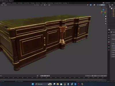 Antique desk 3D model