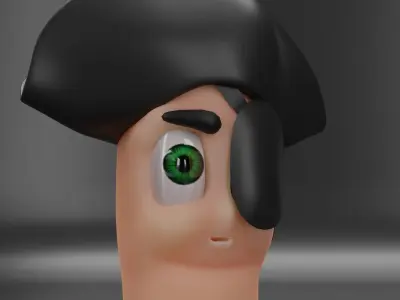 Cartoon Worm Pirate Character Low-poly 3D model