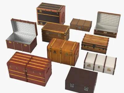 Vintage Trunk Set 3D model
