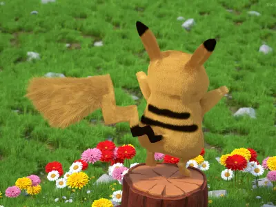 Happy Pikachu Character Fur 3D model
