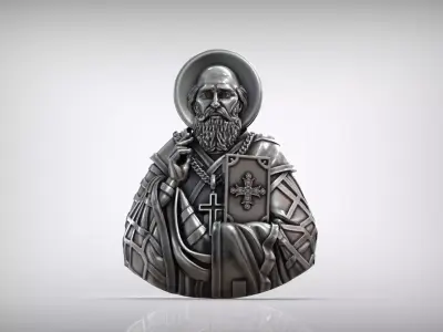 Saint Nicholas Byzantine Style Antique Medallion 3D print model