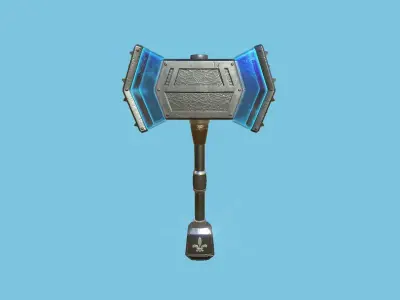 Medieval War Hammer 03 Blue Elemental - Fantasy Weaponry Low-poly 3D model