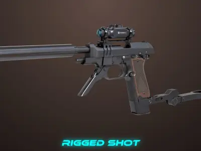 9 pistol Rigged Collection 02 All PBR Unity UE Textures 3D Model Pack