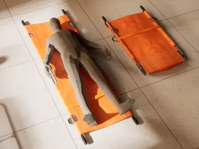 Stretcher Open and Folded - PBR Game Ready - LOW POLY Low-poly 3D model