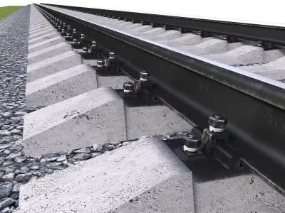 Highly detailed railroad track 3D model