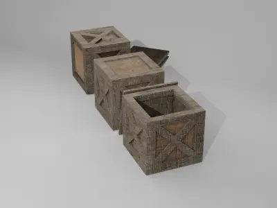 Wooden Crates - Aged Low-poly 3D model