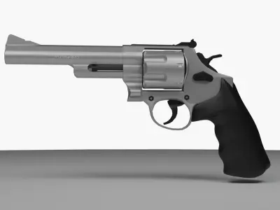 Realistic Low Poly Gun   44 Style Revolver Low-poly 3D model