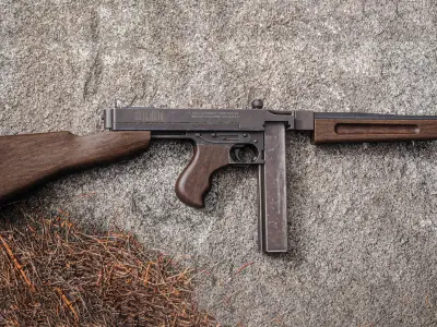 MILITARY Game Ready Thompson SMG Low-poly 3D model