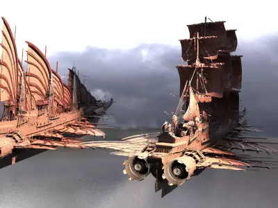 Airship Dragon Emperor Design ship 2 versions  3D model