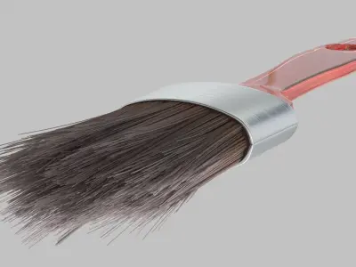 Paintbrush with red acrylic handle 3D model