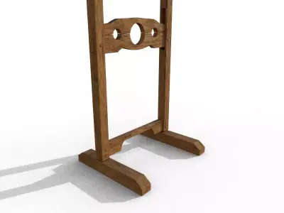 pillory wooden stand with hole in middle Low-poly 3D model