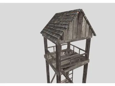 low poly watch tower Low-poly 3D model
