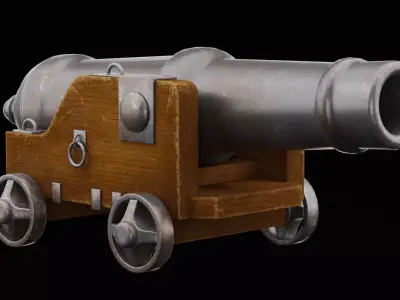 Pirate Cannon Low-poly 3D model 2