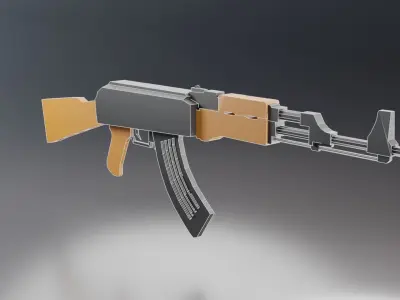 Modular Ak-47 Low Poly Low-poly 3D model