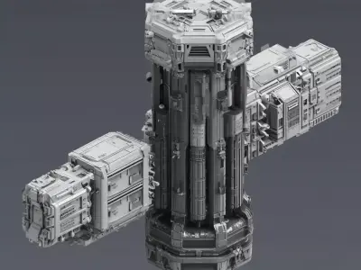 scifi props kitbash set 1 - 16 items 3D model
