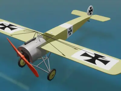 Lowpoly Fokker E III 1915 German WW1 Fighter Airplane Free 3D model