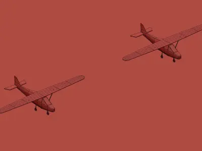 Cartoon Low Poly Airplane Small Package Low-poly 3D model