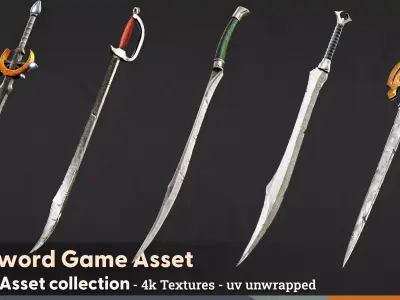 22 Sword with Texture - Game Asset 3D model